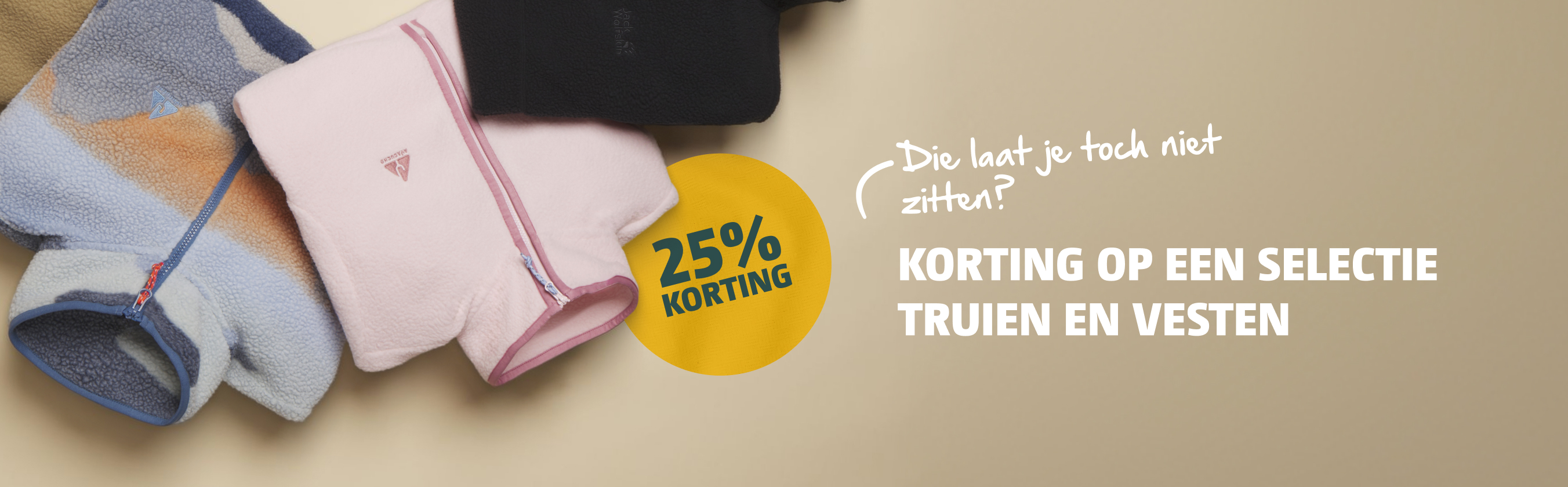 25% korting op truien en vesten
