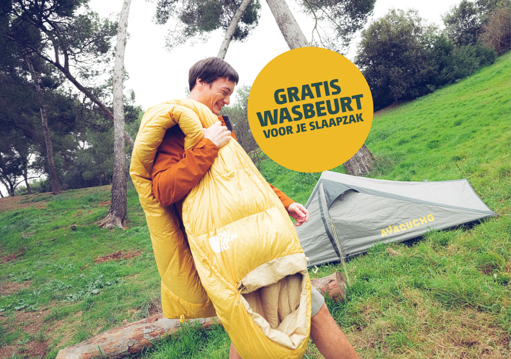 Gratis slaapzak wasbeurt
