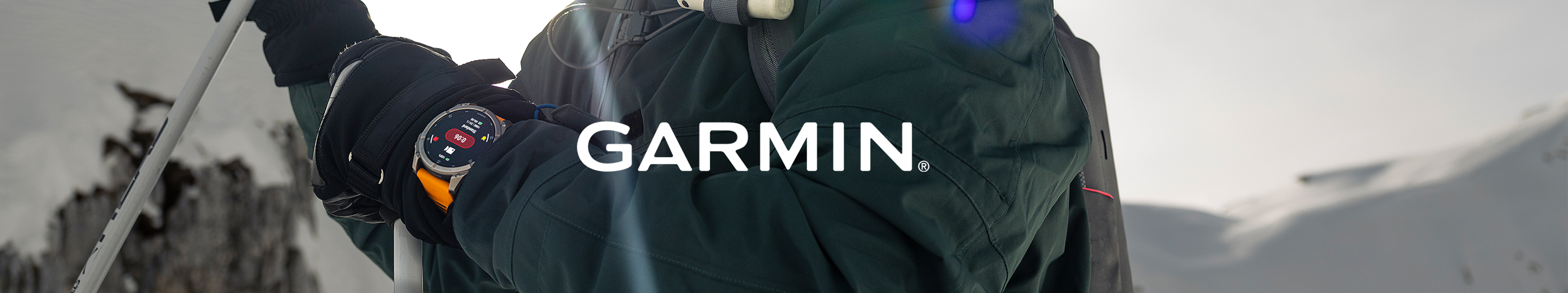 wintersporter met garmin horloge